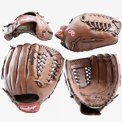 High Quality Rawlings Leather Baseball Gloves Sports Equipment Display Angles 3d model