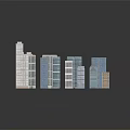 Modern Architecture Models With Various Heights Designs In Blue White Beige Arranged On Flat Surface
