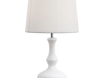 White Table Lamp With White Lampshade And Curved Ceramic Base Modern Minimalist Home Lighting Decor 3d model