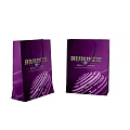 Purple Shopping Bags With Global Technology Forum Text And Striped Pattern Design