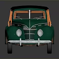 Vintage Green Station Wagon With Wooden Side Panels And Black Roof