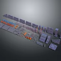 3D Building Kit With Modular Components Columns Panels And Construction Blocks 3d model