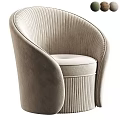 Modern Upholstered Armchair With Beige Fabric Curved Arms And Vertical Stitching Design