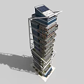 Modern Urban Skyscraper Architectural Design With Glass Facade And Geometric Structure