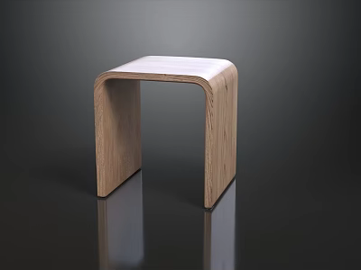 Modern Minimalist Wooden Side Table With White Tabletop And Curved Frame 3d model
