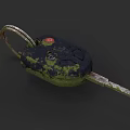 Rusty Moss Covered Car Remote Key With Red Button And V20 Electronic Device