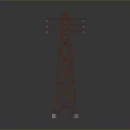 Red Steel Communication Tower With Frame Structure And Stable Base Design 3d model