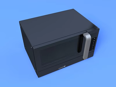 Black Modern Microwave Oven as Essential Kitchen Appliance With Silver Handle And Control Panel 3d model