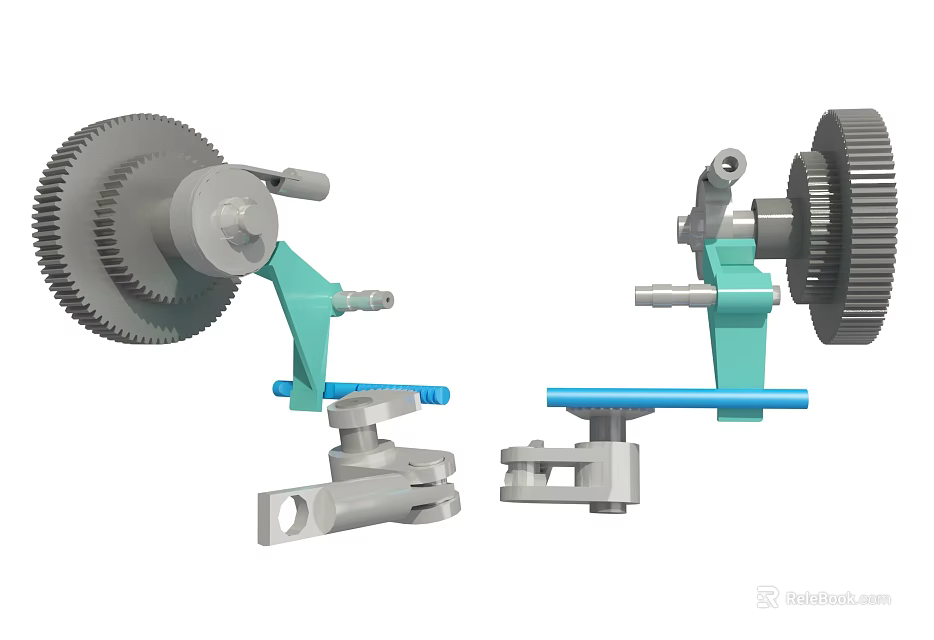 High Performance Automotive Parts Featuring Gear Teeth Teal Bracket And Metal Components 3d model 