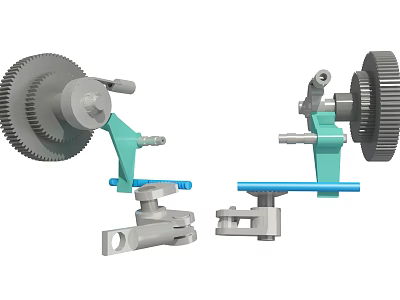 High Performance Automotive Parts Featuring Gear Teeth Teal Bracket And Metal Components 3d model