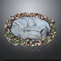 Natural Stone Art Piece With Colorful Wood And Stone Decorative Fragments Surrounding