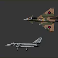 Realistic Fighter Jet Models With Camouflage Design And Gray Color Scheme