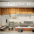 Modern Milk Tea Shop Interior With Bar Counter Menu Boards And Seating Area