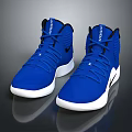 Blue High Top Lace Up Shoes With White Sole And Sporty Comfortable Design