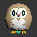 Cute Cartoon Owl Figure With Round Design Big Eyes Red Beak And Light Brown Body