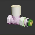 Hardware Tool White Valve with Top Round Cover and Bottom Golden Thread on Black Background