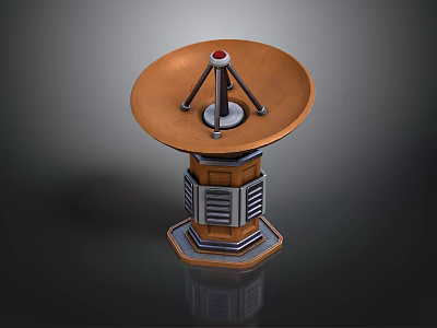 Modern Electronic Device Featuring Disc Shaped Top Red Dot And Tripod Base Structure 3d model