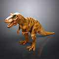 Tyrannosaurus Rex Dinosaur Model With Brown Striped Body Green Eyes Open Mouth Standing Pose