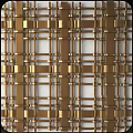 Elegant Wooden Room Divider with Intricate Grid Pattern and Golden Frame 3d model