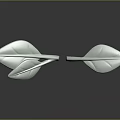 White Plant Leaf Shaped Objects On Black Background With Reflective Surface