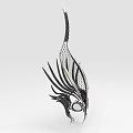 Intricate 3D Decorative Sculpture With Feather Shaped Mesh And Metallic Details