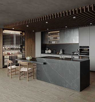 Open kitchen Modern kitchen 3d model