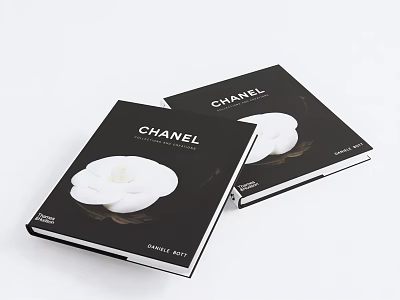 Chanel Coffee Table Books With Black Cover And White Camellia Design 3d model