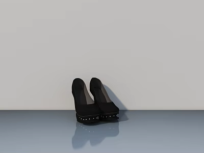 Black High Heels With Studs On Gray Floor And White Background 3d model