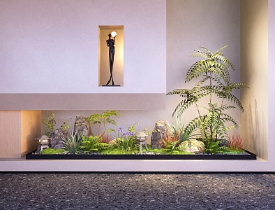 Indoor landscape landscaping courtyard landscape sketch stone plant combination 3d model