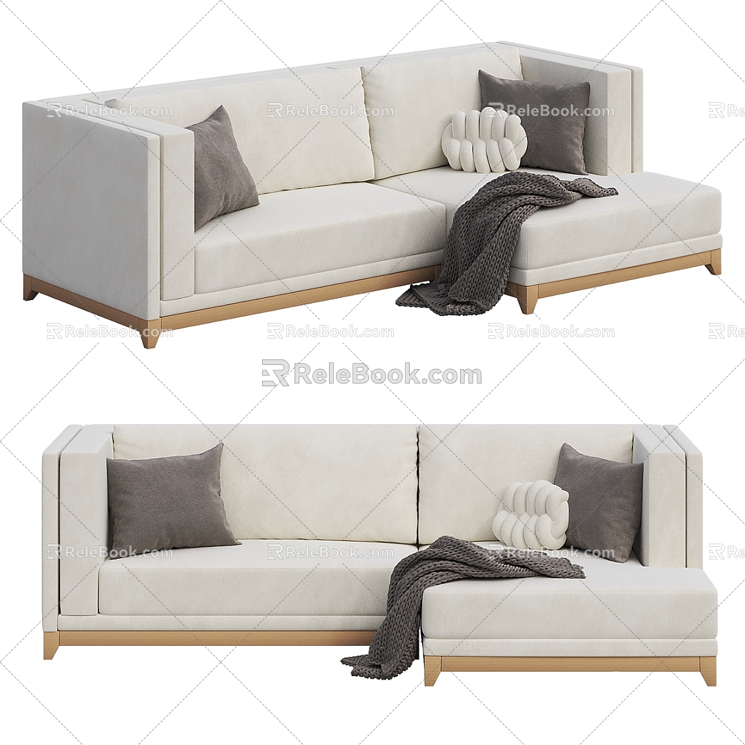 Nordic Simple Double Sofa Sofa Simple Double Sofa Living Room Sofa Pillow 3d model