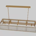Elegant Modern Rectangular Chandelier With White Body Gold Rivets And Gold Hanging Chains 3d model