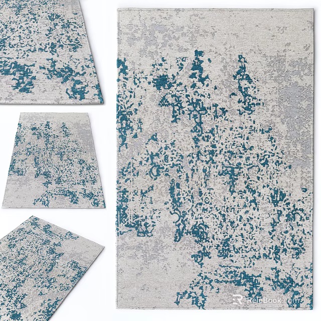 Square Rugs With Blue Gray Abstract Patterns For Modern Interior Decor 3d model