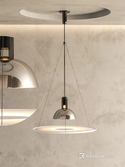 Modern Metallic Pendant Light With Silver Shade And Hanging Design For Interior Decor 3d model 