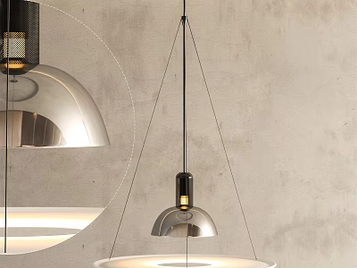 Modern Metallic Pendant Light With Silver Shade And Hanging Design For Interior Decor 3d model