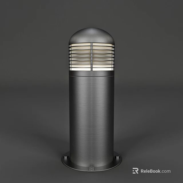 Modern Outdoor Light With Cylindrical Metal Body And Dome Top Grille Design 3d model 