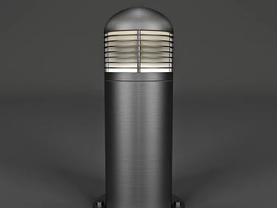 Modern Outdoor Light With Cylindrical Metal Body And Dome Top Grille Design 3d model