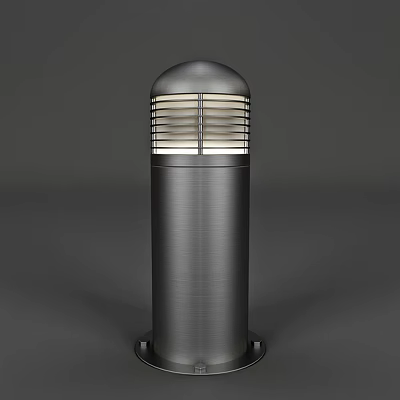Modern Outdoor Light With Cylindrical Metal Body And Dome Top Grille Design 3d model