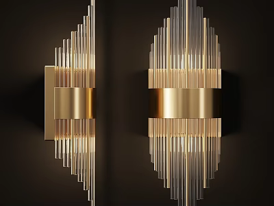 Modern Elegant Gold Wall Sconces With Vertical Stripes And Metal Frame 3d model