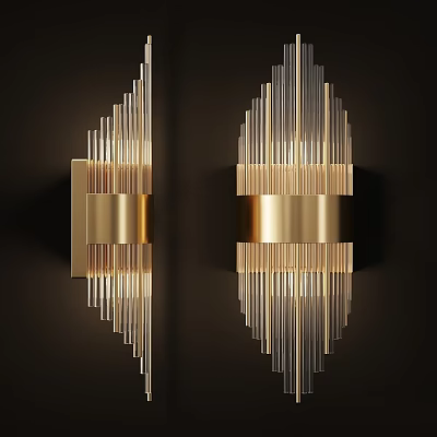 Modern Elegant Gold Wall Sconces With Vertical Stripes And Metal Frame 3d model