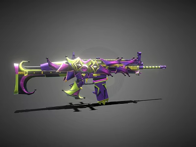 Ornate Purple And Green Assault Rifle With Decorative Patterns And Glowing Accents 3d model
