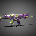 Ornate Purple And Green Assault Rifle With Decorative Patterns And Glowing Accents