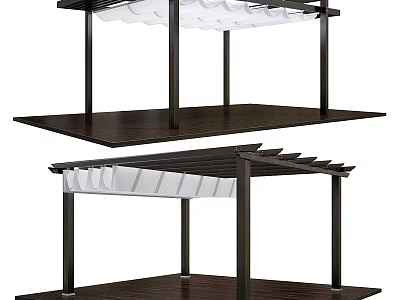 Modern Pergola With Wooden Frame Lattice Roof And Platform Base Design 3d model