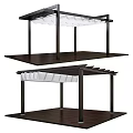 Modern Pergola With Wooden Frame Lattice Roof And Platform Base Design