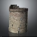 Ancient Round Stone Brick Tower With Ruined Top Small Windows And Doorway