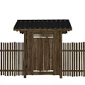 Traditional Wooden Fence With Gate And Tile Roof
