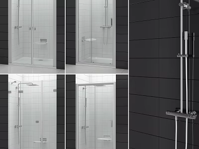 Modern Shower Sauna Interior Design With Glass Enclosure And Tile Walls 3d model