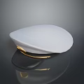 White Beret With Gold Metal Buckle On Dark Background With Reflection 3d model