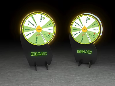 Brand Prize Spinning Wheels With Double Stand Green Yellow Sections And Illuminated Edges 3d model
