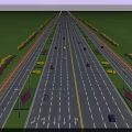 Urban Road Infrastructure With Multiple Lanes Green Belts Streetlights Sidewalks And Vehicles