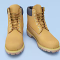 Yellow Dark Gray Leather Lace Up Boots With Sturdy Rubber Sole And Durable Design
